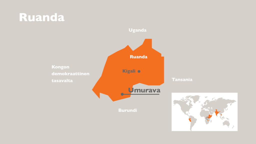 Ruandan kartta, johon Umuravan sijainti merkitty.