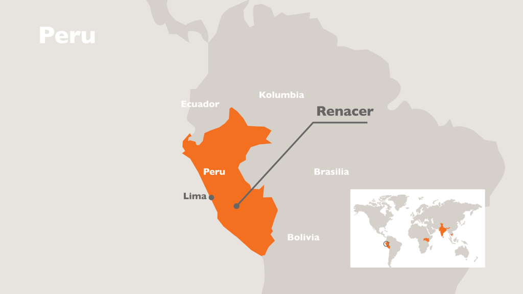 Perun kartta, johon Renacerin sijainti on merkitty.