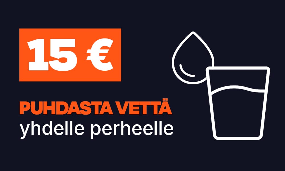 15 eurolla lahjoitat puhdasta vettä yhdelle perheelle.