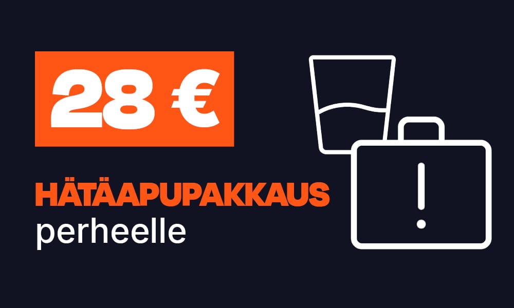 28 eurolla lahjoitat hätäapupakkauksen perheelle.
