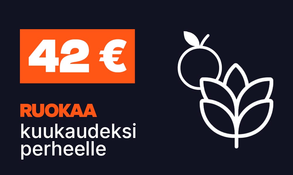 42 eurolla lahjoitat ruokaa kuukaudeksi perheelle.