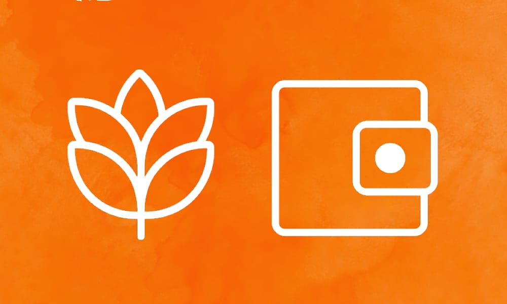 Ikonisetti, jossa ruoka ja lompakko.