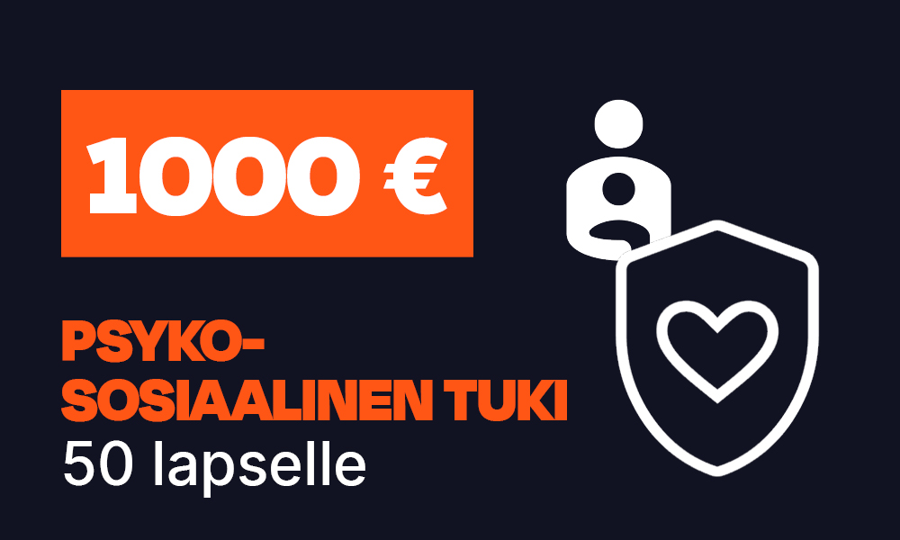 1000 eurolla psykososiaalinen tuki 50:lle ukrainalaiselle lapselle.