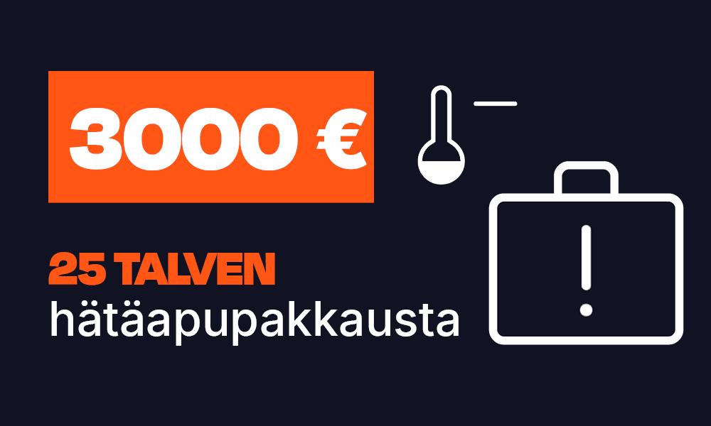 3000 eurolla lahjoitat 25 talven hätäapupakkauksta perheille.
